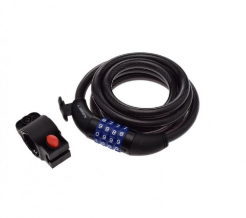Accesorii-Design-Ornament - Antifurt cu cifru 12 mm x 1800 mm, culoare negru, cu suport montare