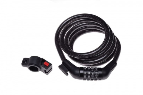 Accesorii-Design-Ornament - Antifurt cu cifru, culoare negru, 12 mm x 1800 mm, cu suport montare