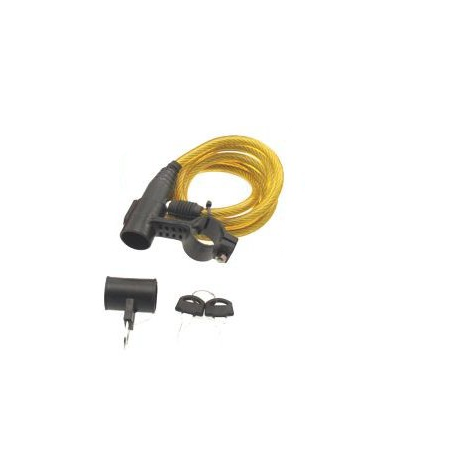 Accesorii-Design-Ornament - Antifurt spirala cu cheie 8x1500mm cu suport fixare culoare auriu