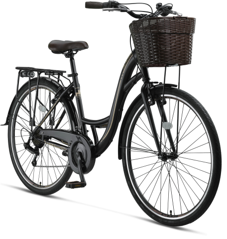 Bicicleta City Umit Alanya, roata 28", 21 viteze, culoare negru/maro, cadru din otel [1]