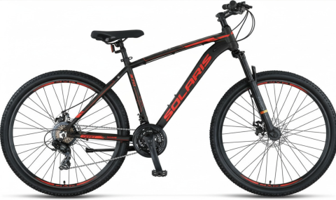 Mountain Bike - Bicicleta MTB Umit Solaris, 21 viteze, culoare negru/rosu, roata 26", frana disc