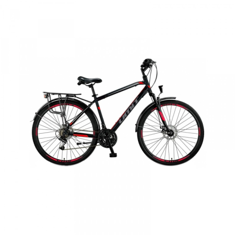 Biciclete - Bicicleta City Umit Montana M-480-S-21-SHIM, culoare negru/rosu, roata 28", cadru aluminiu, frana disc