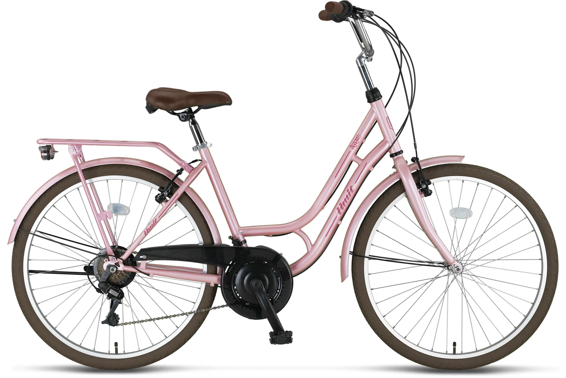 Copii - Bicicleta City Umit Stitch Lady, culoare roz, roata 24", cadru otel, frana V-Brake