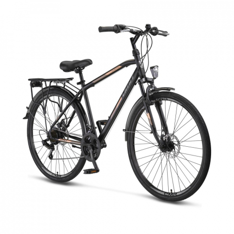 City - Bicicleta City Umit Montana M-480-S-2D, culoare negru/maro, roata 28", cadru otel, frana pe disc