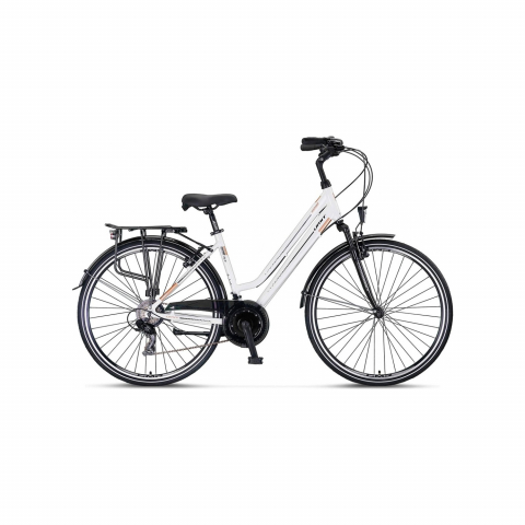 City - Bicicleta City Umit Ventura, L-430-AT, culoare alb/auriu, roata 28", cadru 430mm aluminiu, frana V-Brake