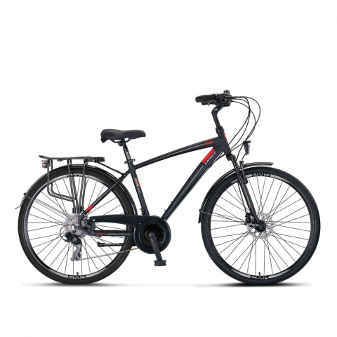 City - Bicicleta City Umit Ventura, M-510-ATB-S, culoare negru/rosu, roata 28", cadru 510mm aluminiu, frana hidraulica
