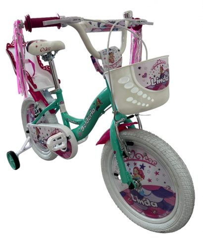 Bicicleta copii Belderia Linda, culoare turcoaz, roata 14", cadru din otel [1]