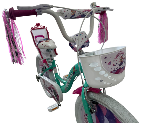 Bicicleta copii Belderia Linda, culoare turcoaz, roata 18", cadru din otel [2]