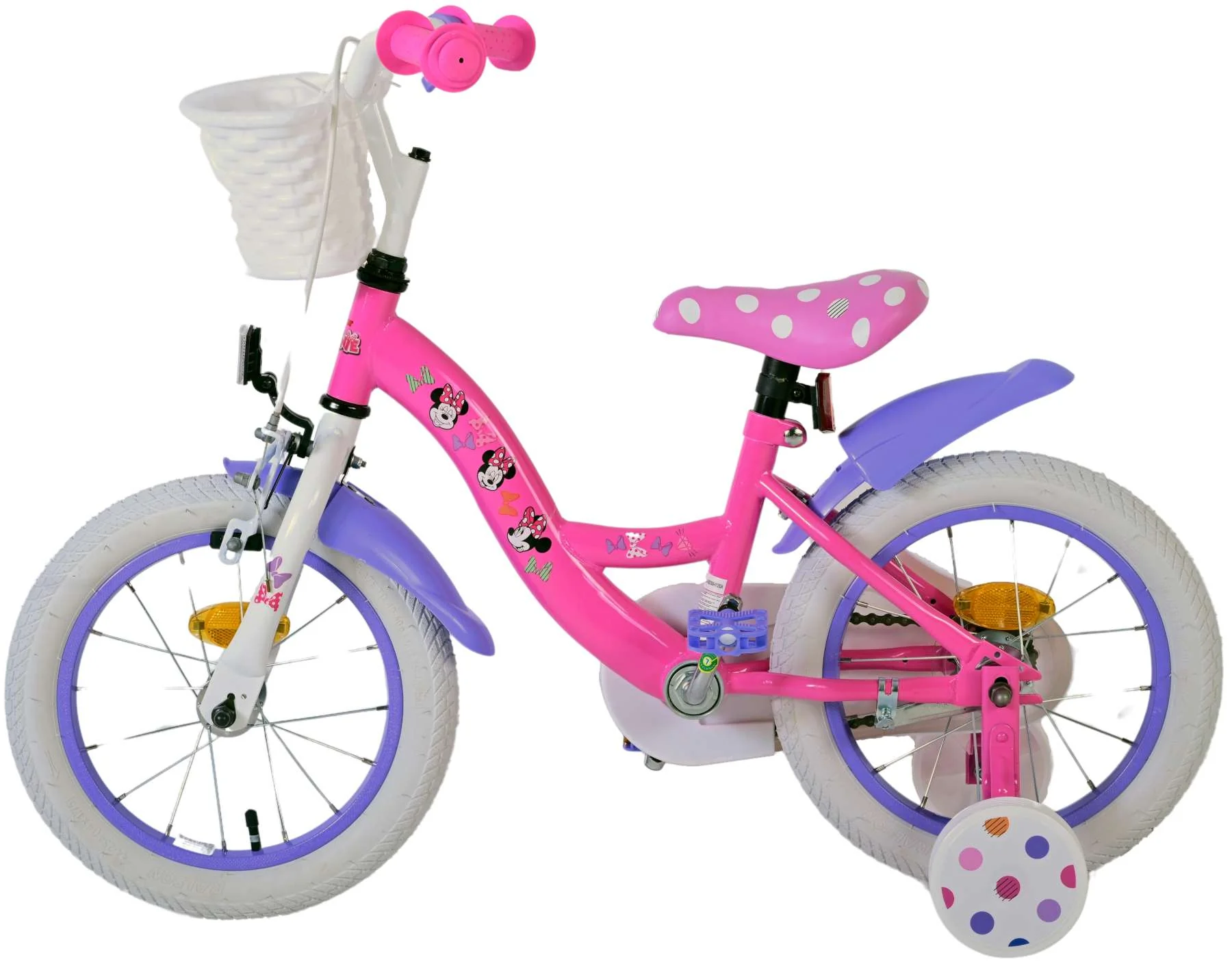 Bicicleta copii Disney Minnie Cutest Ever 14 inch, pentru fete, culoare roz/violet, frana de mana fata si butuc spate [3]