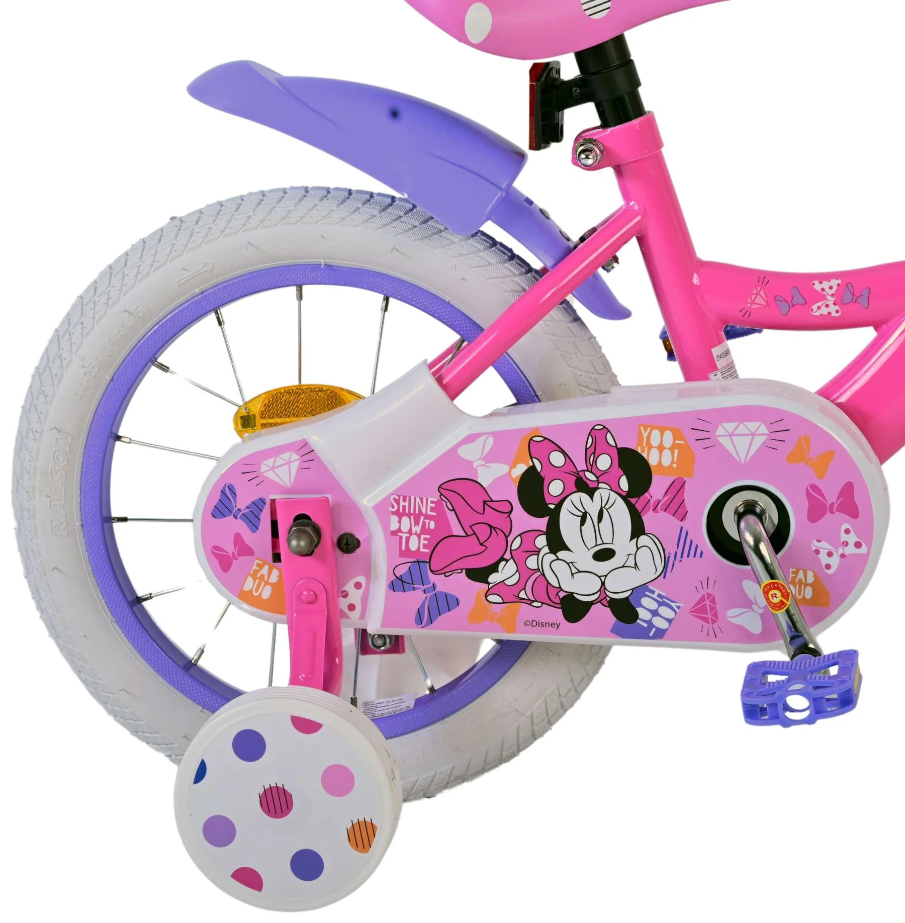 Bicicleta copii Disney Minnie Cutest Ever 14 inch, pentru fete, culoare roz/violet, frana de mana fata si butuc spate [9]