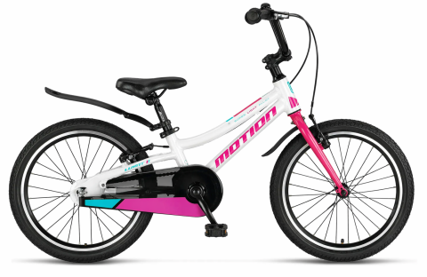 Copii - Bicicleta copii Motion Lady, culoare alb/roz, roata 20", cadru din otel