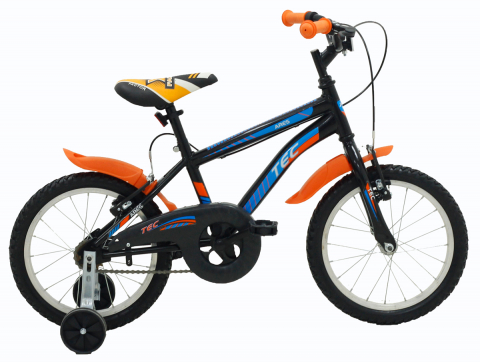 Copii - Bicicleta copii TEC Ares, culoare negru/portocaliu, roata 16", din otel