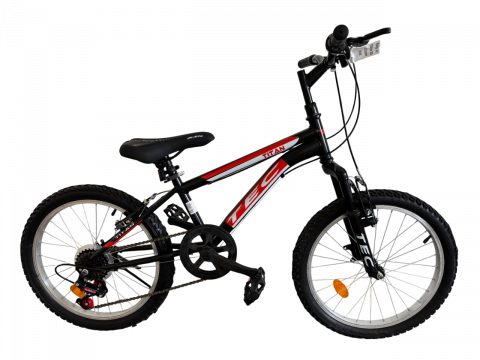 Copii - Bicicleta copii Tec Titan suspensie fata, roata 20", culoare negru/rosu