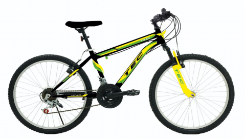 Copii - Bicicleta copii Tec Titan suspensie fata, roata 24", culoare negru/galben