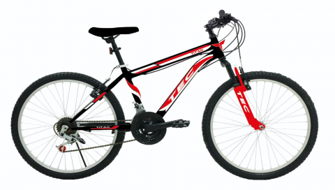 Copii - Bicicleta copii Tec Titan suspensie fata, roata 24", culoare negru/rosu