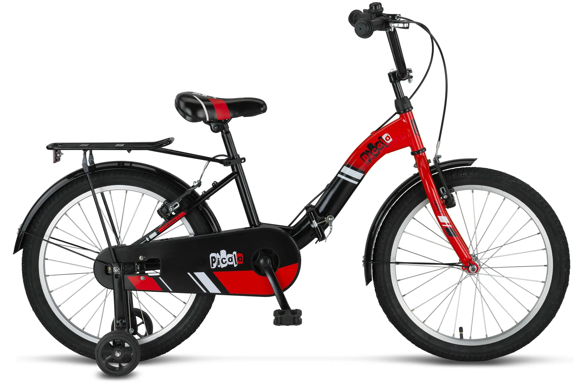 Copii - Bicicleta copii UMIT Picolo pliabila, culoare negru/rosu, roata 16", cadru otel