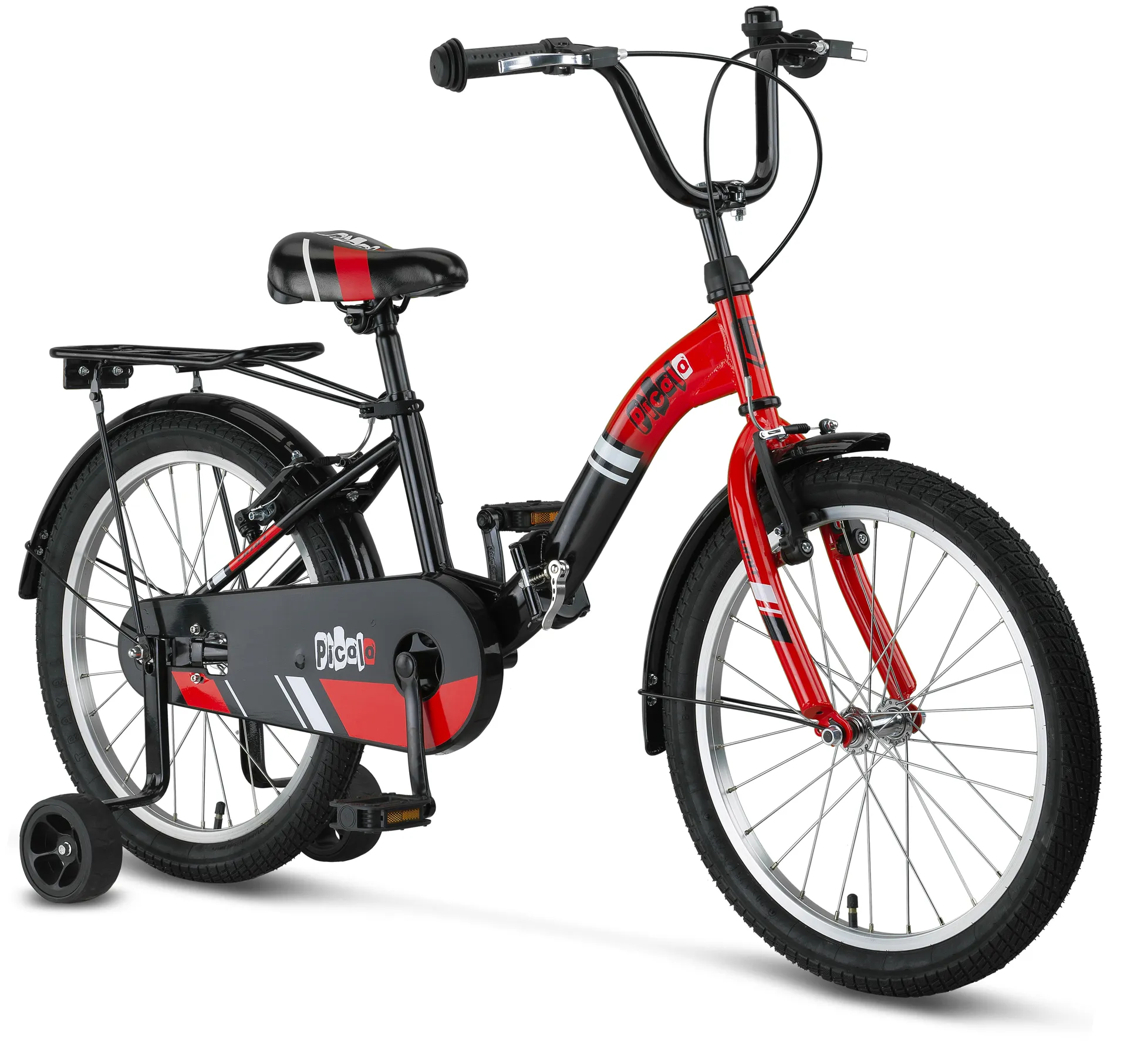 Bicicleta copii UMIT Picolo pliabila, culoare negru/rosu, roata 16", cadru otel [1]