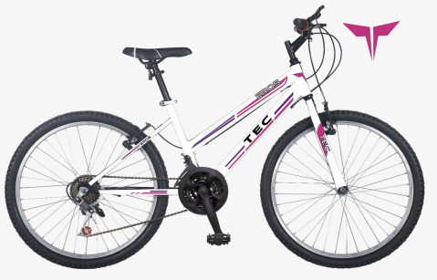Copii - Bicicleta MTB copii TEC Eros, culoare alb/roz/mov, roata 24", cadru din otel