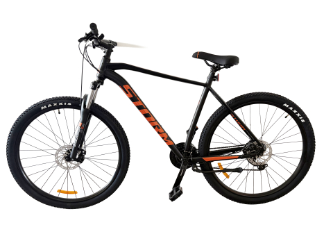 Mountain Bike - Bicicleta MTB Storm Shark Man 1.0, 29 Inch, Cadru 21, Frane pe Disc, Negru Mat/Portocaliu