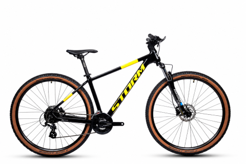 Mountain Bike - Bicicleta MTB Storm Trail Man 1.0, 29 Inch, Cadru 21, Frane Hidraulice, Negru/Galben