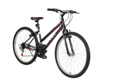 Mountain Bike - Bicicleta MTB TEC Eros, culoare negru/roz/mov, roata 26", cadru din otel