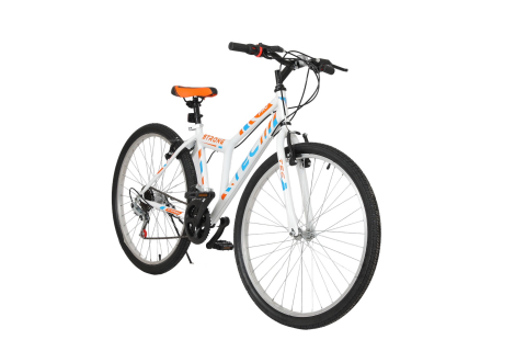 Mountain Bike - Bicicleta MTB Tec Strong, culoare alb/portocaliu/albastru, roata 26", cadru din otel