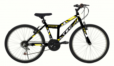 Copii - Bicicleta MTB Tec Strong, culoare negru/galben, roata 24", cadru din otel