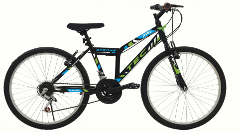 Copii - Bicicleta MTB Tec Strong, culoare negru/verde, roata 24", cadru din otel