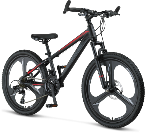 Bicicleta copii MTB Umit Accrue, 2D , negru/rosu , roata 24", cadru aluminiu [1]
