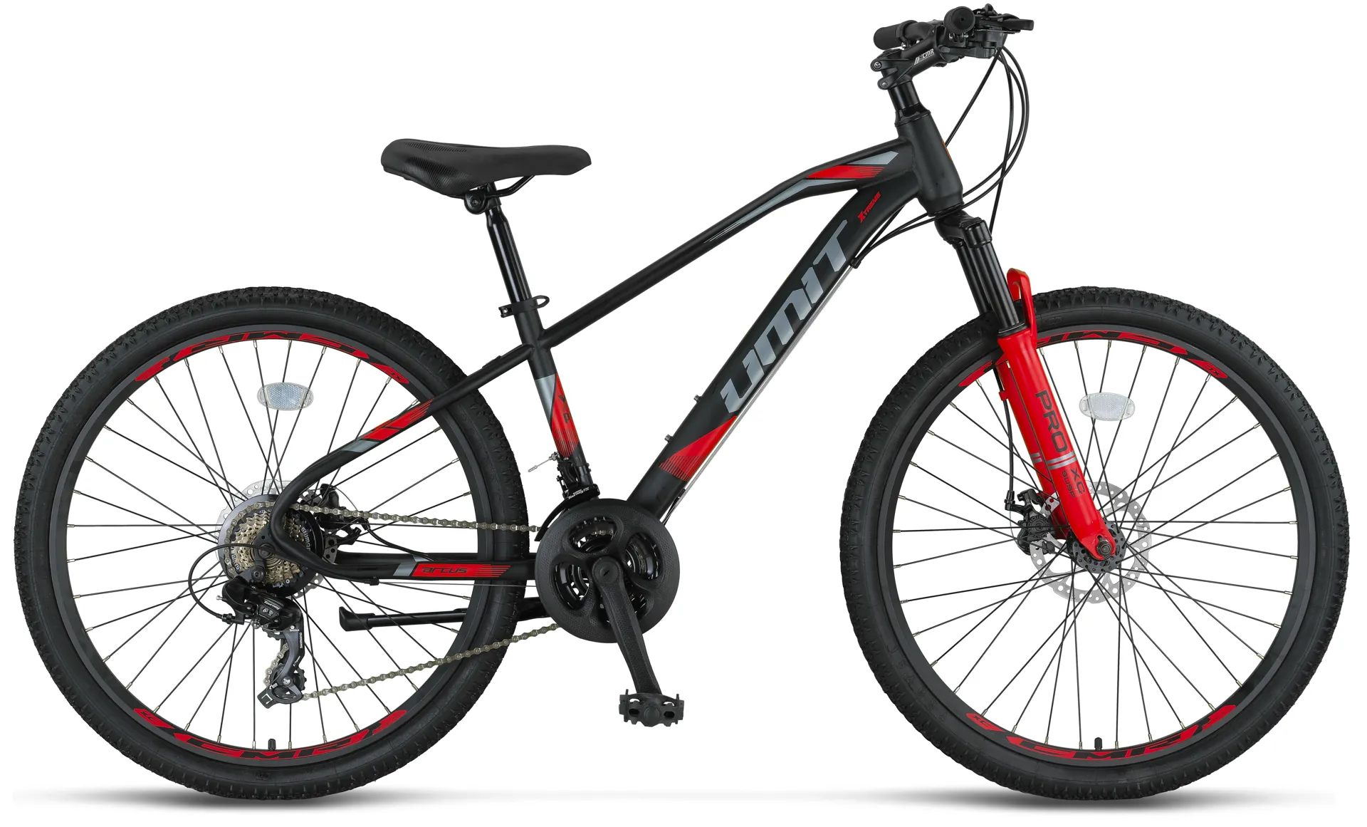 Mountain Bike - Bicicleta MTB Umit Arcus 2D, culoare negru/rosu , roata 27.5", cadru otel, frana disc, 21 viteze