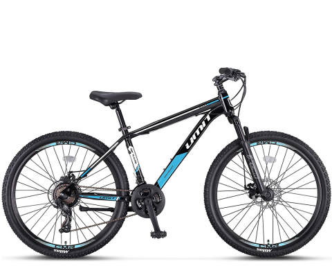 Mountain Bike - Bicicleta MTB Umit Arcus M-MSD, culoare negru/albastru, roata 26", cadru otel, frana disc, 21 viteze
