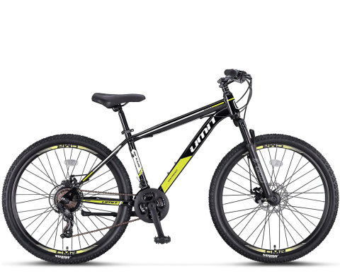Mountain Bike - Bicicleta MTB Umit Arcus M-MSD, culoare negru/verde, roata 26", cadru otel, frana disc, 21 viteze