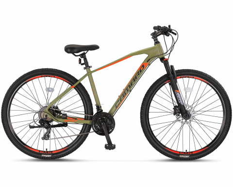 Mountain Bike - Bicicleta MTB Umit Camaro, culoare kaki/portocaliu, roata 29", cadru 16" din aluminiu, frana disc, 21 viteze