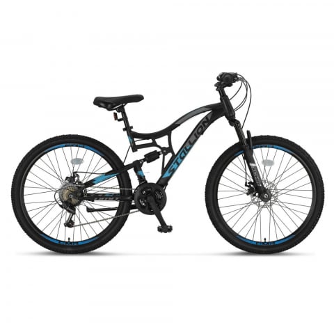 Mountain Bike - Bicicleta MTB Umit Stallion 2D, Full Suspension, SHM, 21 viteze, roata 27.5", cadru otel, negru/albastru