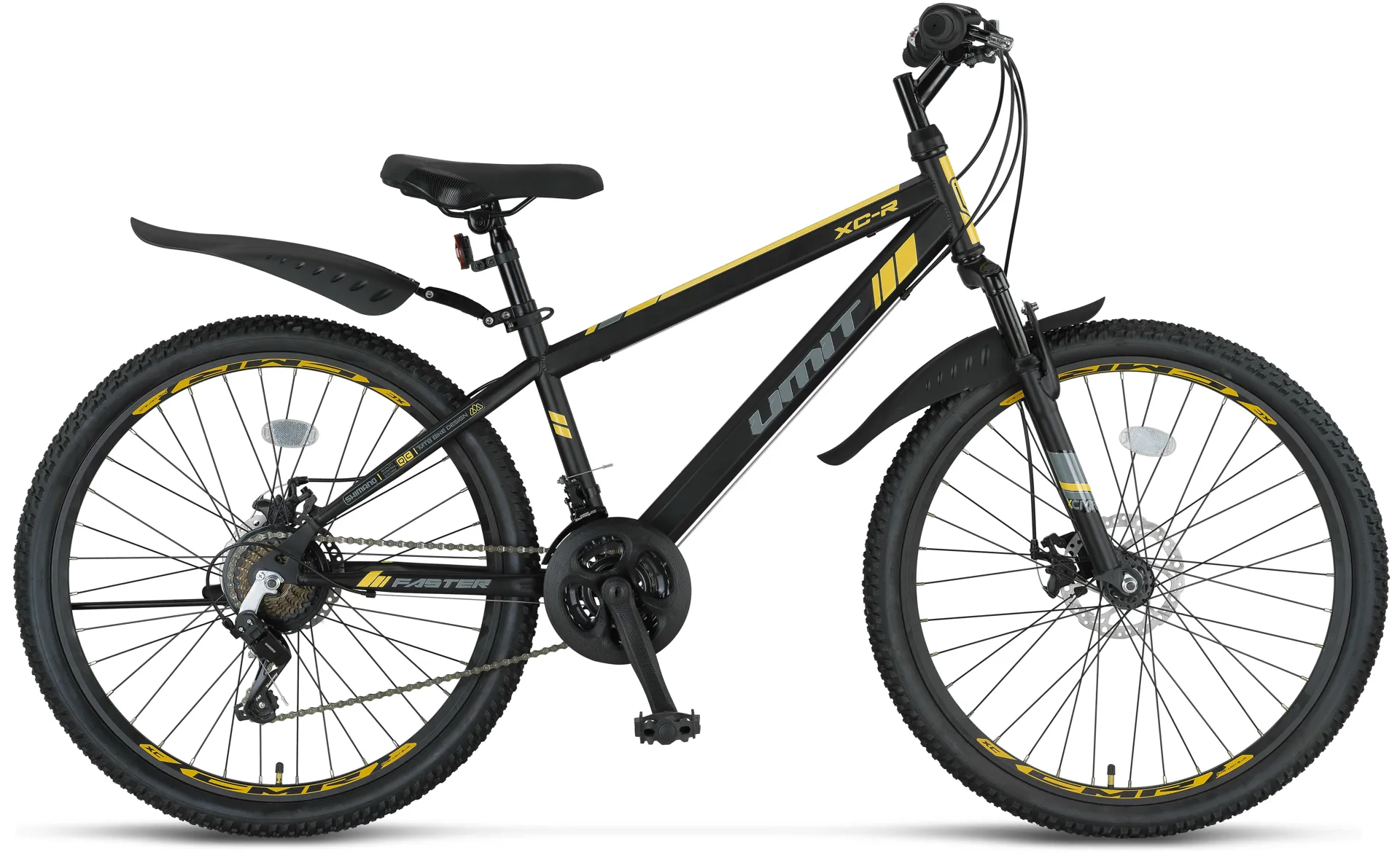 Mountain Bike - Bicicleta MTB Umit Faster, culoare negru/galben ,roata 27,5", frana disc, 21 viteze