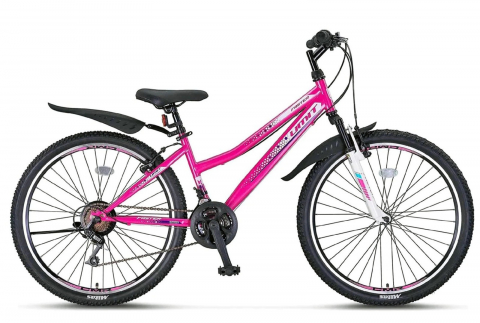 Mountain Bike - Bicicleta MTB Umit Faster Lady V, 21 viteze, culoare roz/alb, roata 26", cadru din otel
