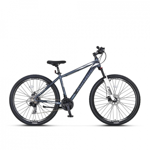 Mountain Bike - Bicicleta MTB Umit Mirage 2D, 21 viteze, culoare gri/alb, roata 29", cadru din aluminiu 20", frana disc