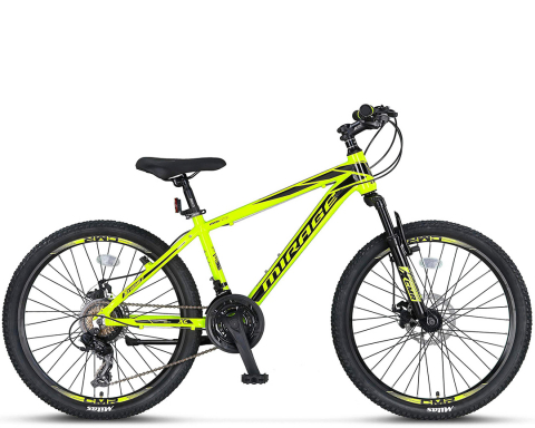 Mountain Bike - Bicicleta MTB Umit Mirage 2D, 21 viteze, culoare lime, roata 26", cadru din aluminiu 14", frana disc