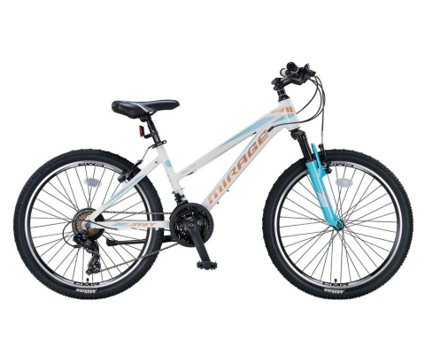 Biciclete - Bicicleta MTB Umit Mirage Lady, 21 viteze, culoare alb/turcoaz, roata 24", cadru din aluminiu, frana V-Brake