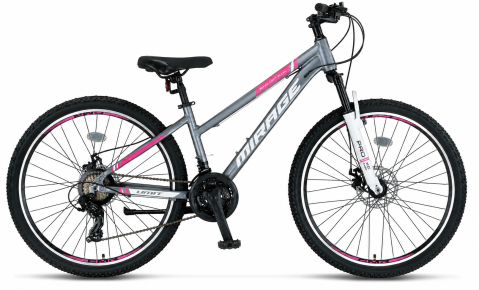Mountain Bike - Bicicleta MTB Umit Mirage Lady 2D, 21 viteze, culoare antracit/roz, roata 26", cadru din aluminiu, frana disc