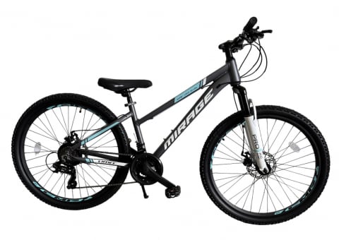 Mountain Bike - Bicicleta MTB Umit Mirage Lady 2D, 21 viteze, culoare gri/turcoaz, roata 26", cadru din aluminiu, frana disc