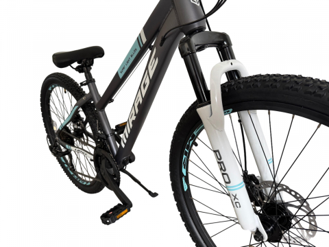 Bicicleta MTB Umit Mirage Lady 2D, 21 viteze, culoare gri/turcoaz, roata 26", cadru din aluminiu, frana disc [2]