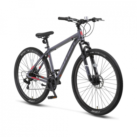 Mountain Bike - Bicicleta MTB Umit Motion 2D, cadru 18" din aluminiu, 21 viteze, roata 27.5", frana disc, culoare gri/rosu