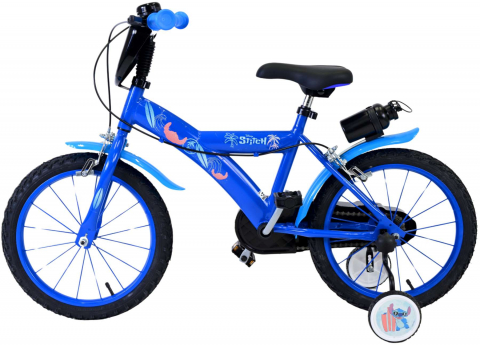 Biciclete - Bicicleta pentru baieti Disney Stitch, 16 inch, culoare albastru, frana de mana fata si spate