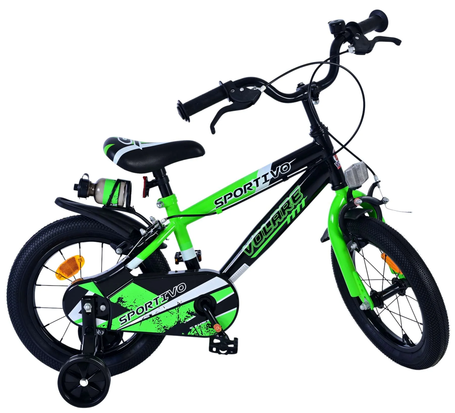 Bicicleta pentru baieti Volare Sportivo, 14 inch, culoare Negru/Verde, frana de mana fata - spate [1]