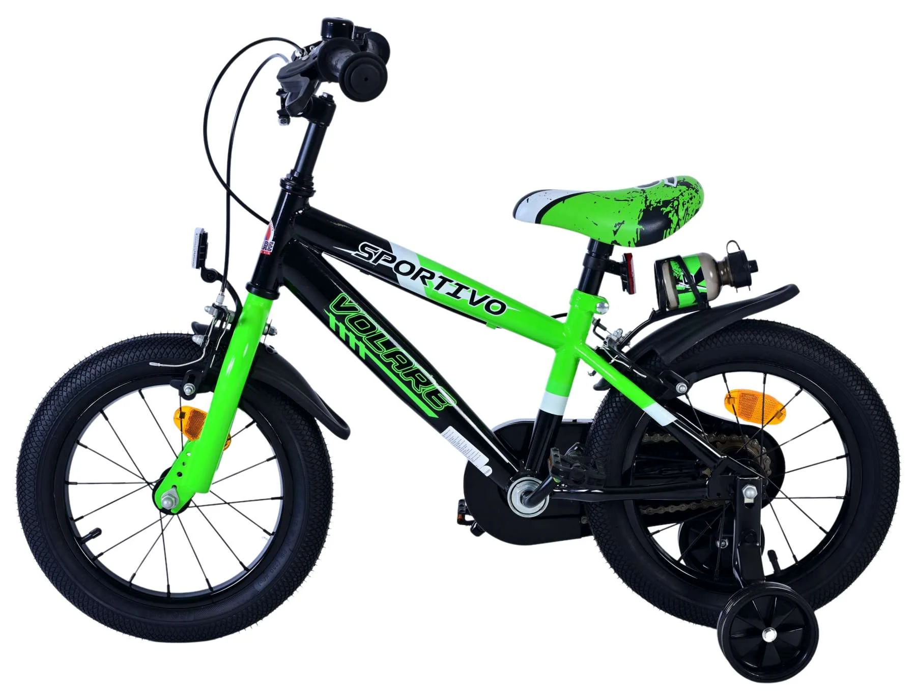 Bicicleta pentru baieti Volare Sportivo, 16 inch, culoare Negru/Verde, frana de mana fata - spate [3]