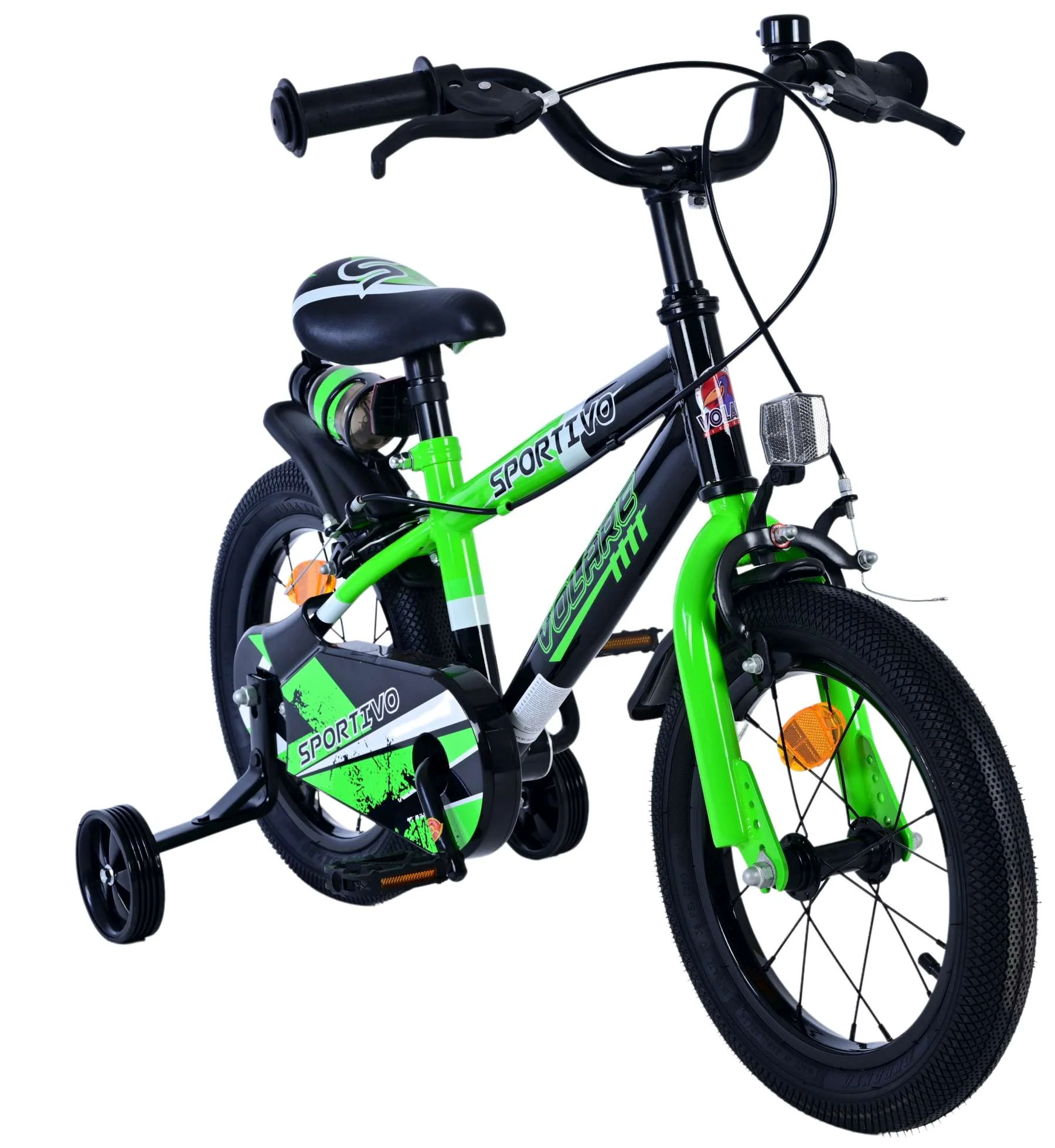 Bicicleta pentru baieti Volare Sportivo, 14 inch, culoare Negru/Verde, frana de mana fata - spate [4]