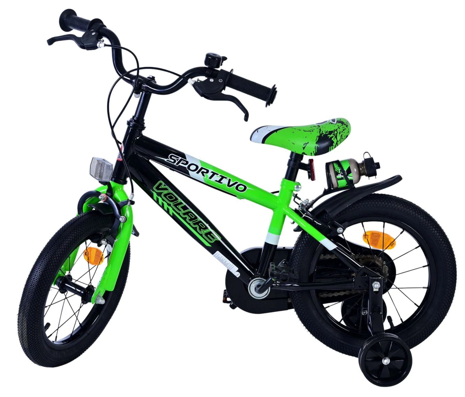Bicicleta pentru baieti Volare Sportivo, 14 inch, culoare Negru/Verde, frana de mana fata - spate [2]