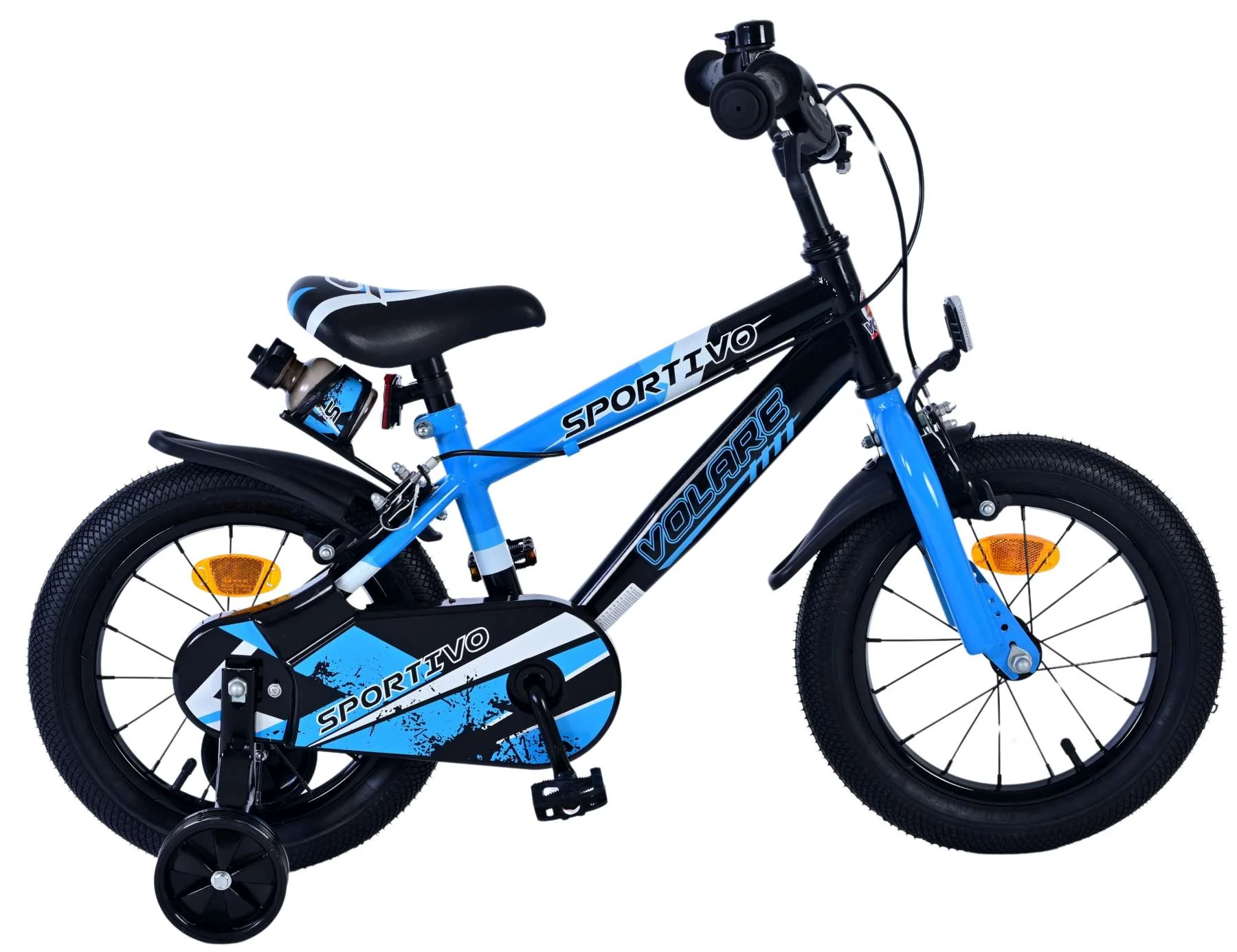 Bicicleta pentru baieti Volare Sportivo, 14 inch, culoare Negru/Albastru, frana de mana fata - spate [2]
