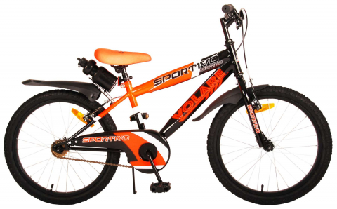 Biciclete - Bicicleta pentru baieti Volare Sportivo, 18 inch, culoare portocaliu neon / negru, frana de mana fata - spate
